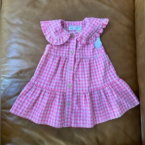 Zara gingham hot pink dress -EUC
